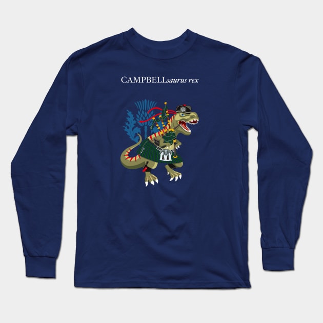 Clanosaurus Rex CAMPBELLsaurus Campbell Ancient Blue Family Tartan Long Sleeve T-Shirt by BullShirtCo